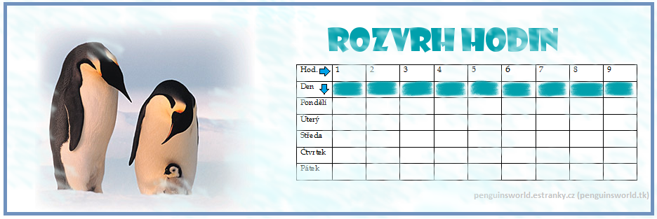 Rozvrh hodin 1 - tučňáci